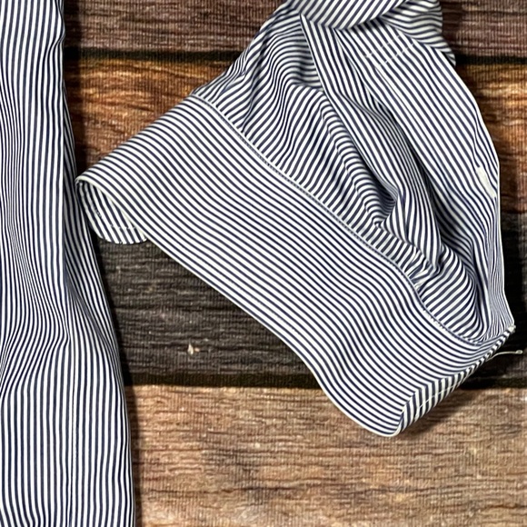 Brooks Brothers 346 Blue Button Down Striped Fit Dress Suit Shirt - Picture 2 of 4